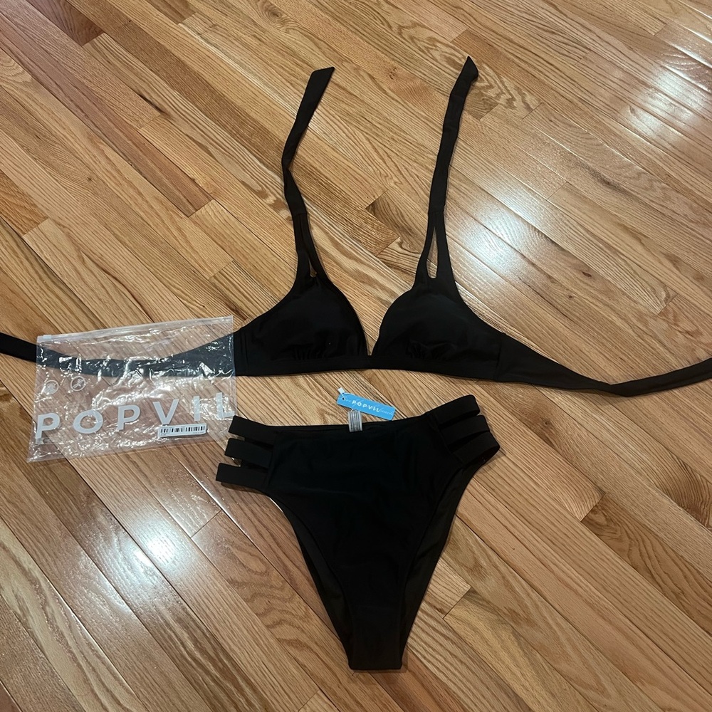 PopVil two piece bathing suit-Large/Black